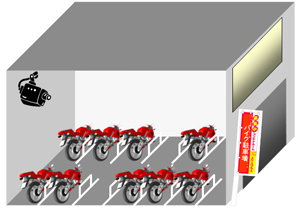 倉庫型バイク駐車場のイメージ
